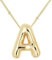[DIOWUS] Bubble Letter Necklace For Women,Dainty Balloon Initial Necklaces 18k Gold Plated Chain Pendant Alphabet Necklaces For Girlfriend Charm Simple Gift Jewelry