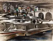 Oil painting Preston-Dickinson-Harlem-River-Bridge Preston-Dickinson-Harlem-Rive
