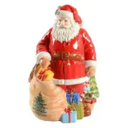 Christmas Tree Santa Cookie Jar - 12" Dolomite Christmas Cookie Jar with Lid