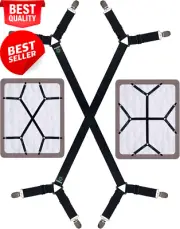 Bed Sheet Straps Crisscross Fitted Sheet Clips Elastic Bands Holder Gripper 2Pcs