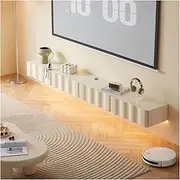 Floating TV Unit Floating TV Stand with Led Lights, 78" Wood Wall Mounted Entertainment Center with Storage, Modern TV Cabinet Stand Media Console for Living Room,Bedroom Floating TV Console (Size :