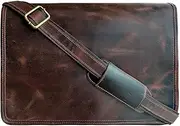 [jaald] 15" buffalo leather messenger bag laptop case office briefcase men computer distressed shoulder bag