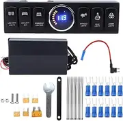 Brilluxa 6 Gang Rocker Switch Panel, Toggle Control Box with Fuse Relay, Compatible with JK 2007‑2017 12V, Off Road Switch Panel Kit, Vehicle Auxiliary Power Control
