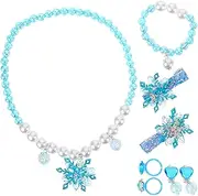 [FOMIYES] 1Set Jewelry Set Snowflake Necklace Ring Ear Clips Bracelet Bow Hair Accessories for Little Ages Present for Birthdays and Special Occasions