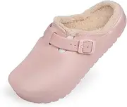 [Harssidanzar] Womens Lined Clogs Winter Fleece Breathable Walking Garden Shoes Warm Non-Slip Mule Footwear HL206US
