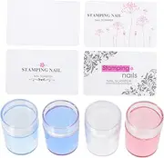 BATHVEVE 4 Sets Transparent Silicone Nail Stamper Kit DIY Manicure Stamping Tools for Custom Nail Art Designs Includes for Easy Use