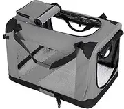 Portable Folding Pet Crate, Single Door with Skylight, Mesh Breathable on All Sides (40 * 30 * 30,Grey)