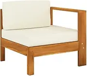 Middle Sofa with 1 Armrest Cream White Solid Acacia Wood