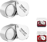 Diffaxy Jeweler Magnifying Glass 10X and 30X Folding Handheld Magnifier for Jewelers for Jewelry Identification, Pocket Magnifier for Gemstones, Jewelry, Rocks, Antiques and Newspaper Books