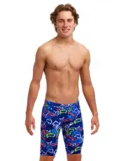 Funky Trunks Boys Broken Hearts Training Swim Jammer - Blue/Multi