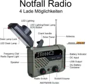Crank radio Battery-free solar & dynamo suitcase radio with LED lamp Notfa LOVE