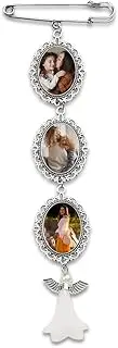 [YALLNASL] Bridal Boutonniere Angel Wings Pin Brooch Memorial Picture Frame for Loss of Dad Mom Remembrance Charms for Wedding