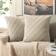 Velvet Throw Pillow Square Soft Couch Pillows Set of 2 (Inserts + Pillow Covers, Mix Pink and Grey)