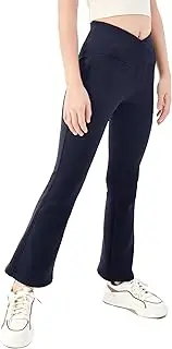 [IRELIA] Winter Girls Fleece Lined Leggings Cross Waisted Flare Yoga Pants Full Length Bell Bottoms
