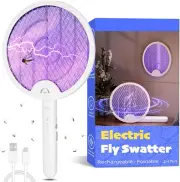 Foldable Electric Fly Swatter Racket, Portable 2 in 1 Bug Zapper Racket, Fly ...