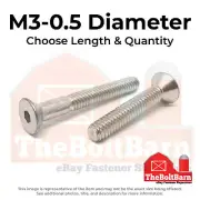M3-0.5 Stainless A2-70 Flat Head Socket Cap Screws (Choose Length & Qty)