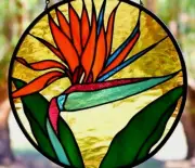 BIRD OF PARADISE Disk Australian Made Stained Glass WINDOW or GARDEN SUNCATCHER
