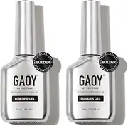 GAOY 2 Pcs 16ml Clear Builder Gel for Nails, Nail Strengthener in a Bottle, Nail Extension Hard Gel, Soak Off Long Lasting UV Gel, Base Coat Top Coat Needed