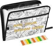 Custom Document File Folder 13 Pockets A4 Letter Size Personalizable Duty Expanding File with Zipper Closure for School Home Office Classroom Black and White Simple Rose para guardar