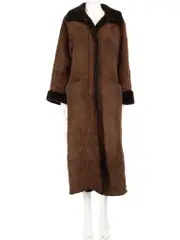 Brown Suede Fur Lined Shearling Coat
