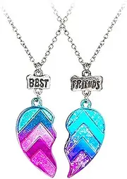 [Whyzsjnclg] Best Friend Necklaces Half Heart Pendant Friendship Neck Chain with Case Jewelry for Kids 2PCS Friendship Necklaces for Kids