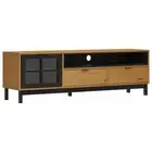 Tv Cabinet With Glass Door Flam 158X40x50 Cm Solid Wood Pine glass,oak,plastic T