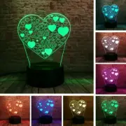 Love Heart I Love You 3D Nightlight Visual Illusion LED Colourful Change Lamp