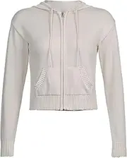 [Generic] Women's Red Cable-Knit Hooded Cardigan - Front Zip Closure, Long Sleeves with Functional Pockets Casual Winter Wear