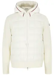 Moncler Hooded Quilted Shell and Wool Jacket - Cream - XL, Men's Designer Shell Jacket, Male XL