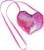 [BESTYASH] Sparkly Heart Shaped Bag for Kids Cute Sequin Sling Bag Heart-Shaped Purse for School Travel Shopping and Parties