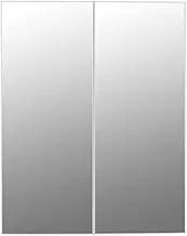 Bathroom Cabinet,60 x 21 x 75 cm Bathroom Wall Cabinet with Double Doors, White Lacquered MDF chipboard and Original Wood Color (D as Shown)