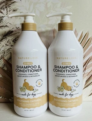 2-Pack Soothing Oatmeal 2-in-1 Shampoo & Conditioner For Dogs 32 fl oz Each