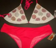 NWT Victoria's Secret triangle S/XS BIKINI white pink PURPLE crystallized silver