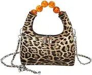 [Hiriotin] Small Leopard Tote Bag with Chain Cheetah Print Clutch Evening Handbag Women Satchel Leopard Clutch Bag Purse
