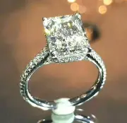 3Ct Emerald Lab-Created Diamond 14K White Gold Plated Engagement Women's Ring