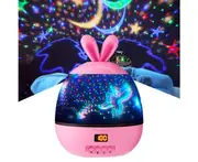 Night Baby Projection Lamp for Bedroom Rotating Starry Sky Projector - Pink