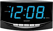 SHARP Digital Alarm Clock with Easy to See Large 2h Blue Large LED Display - Simple Operation - Easy to Use for KidsTeensSeniors - Bedroom Kitchen Office