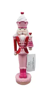 Cupcakes and Cashmere Pink Valentine Macaroon Gingerbread Nutcracker 13.5” New
