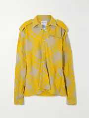 [Burberry] Burberry - Oversized Checked Wool Bomber Jacket - Yellow - UK 12 UK 12 Yellow