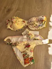 ZIMMERMAN 'Stardust' Purple & Cream String Bikini with Heart Detail - Size 1