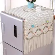 Namzi Refrigerator Cover Cloth Single Double Door Refrigerator Dust Cover Lace Fabric Home Dust Cover 170 * 70cm (Style 4- Pink)