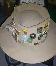 Country Music - Akubra hat with selection of australian and overseas badges