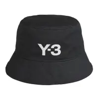 在飛比找momo購物網優惠-【Y-3 山本耀司】Y-3刺繡珍珠白字LOGO帆布漁夫帽(黑