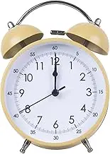 KEYPOWER Kids Twin Bell Metal Alarm Clock Silent Quartz Desk Clock Battery Operated for Heavy Sleepers (Yellow)