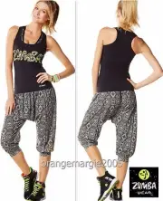 ZUMBA 2Pc.Set! Aztez HAREM Hip Hop DANCE Capri Pant + Very Necessary Racerback S