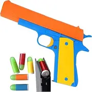 Backyard Blasters Kid Toy Gun, Colt 1911 Toy Gun with Rubber Bullet Pistol - Unique Gift Intended for Fun,M1911 Toy Guns for Boys (Orange)