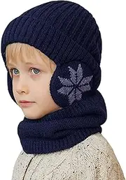 [Generic] Winter Scarf For Kids,Knitted Warm Hat and Winter Scarf | Elastic Thickening Outdoor Sports Hat for Travel, Hiking, Walking The Dog, Running