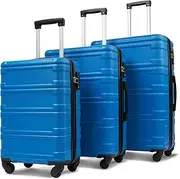 [SPOFLYINN] 3 Pieces Swivel Luggage Travel Sets 3-Digit TSA Approved Lock 3-level Telescopic Handle 20'' 24'' 28'' 3 Sizes Lightweight Hardshell Suitcase Blue As shown One size, Blue As shown, One size,
