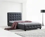 King Single PU Leather Deluxe Bed Frame and Headboard - 206cm x 114cm Black