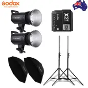2X Godox SK300II Strobe Flash+ X2T-C Trigger For Canon+95cm Softbox +Light Stand